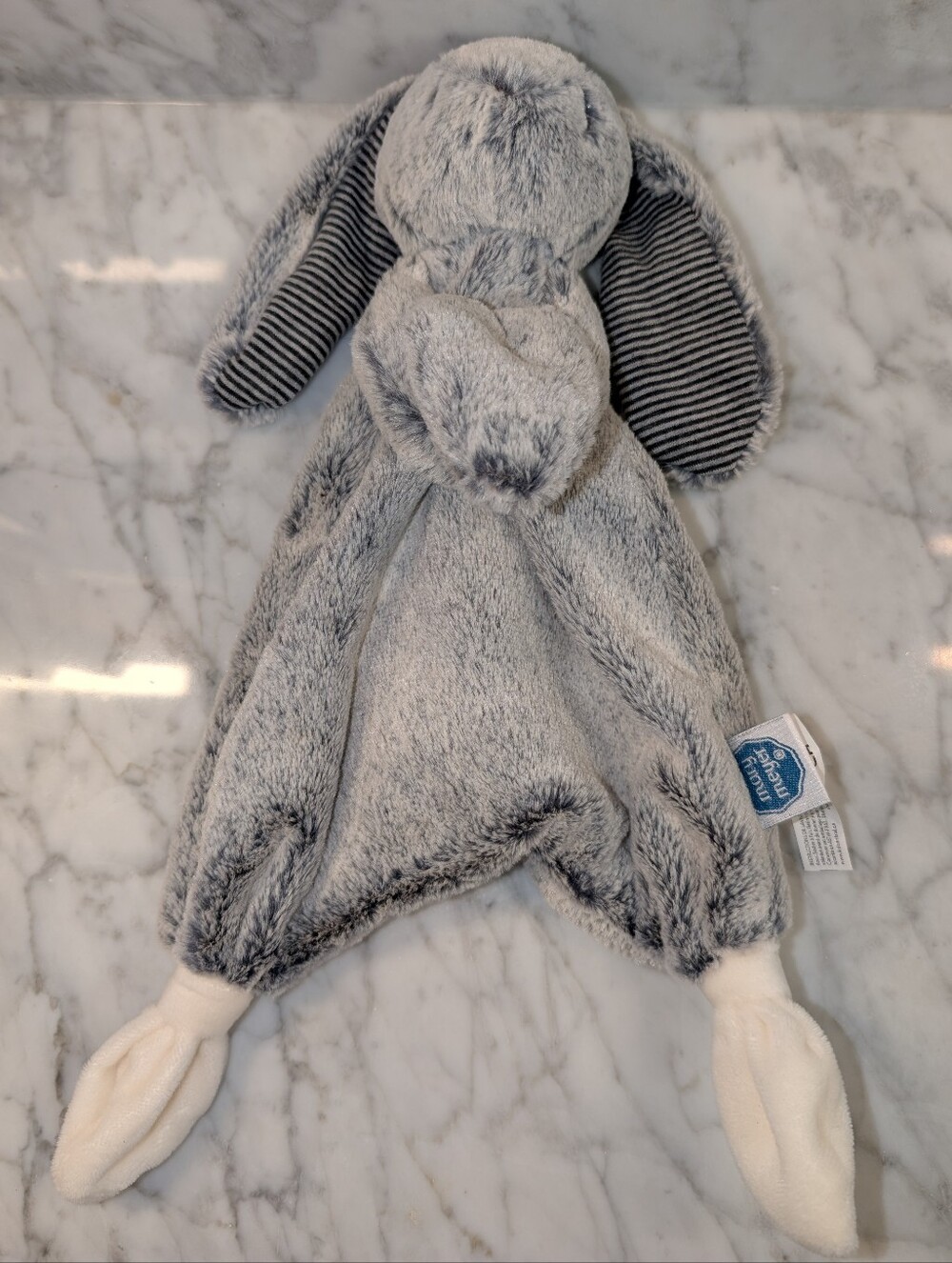 🐰 Mary Meyer Silky Gray Bunny Lovey Security Blanket Plush 13" Baby Cuddly Toy